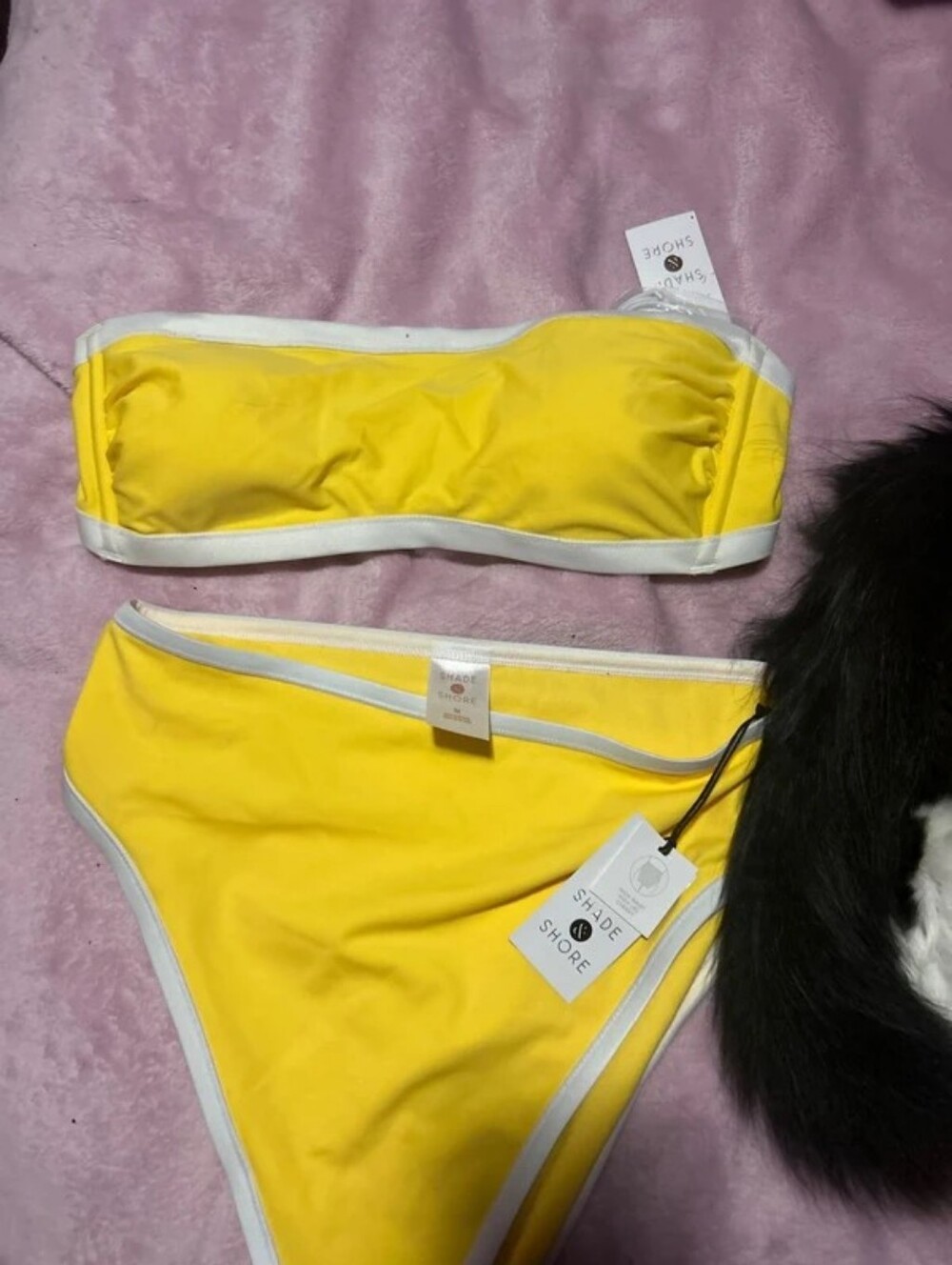 Shade & Shore Teal Strapless Bandeau Bikini with Front Tie High-Waist Bottoms